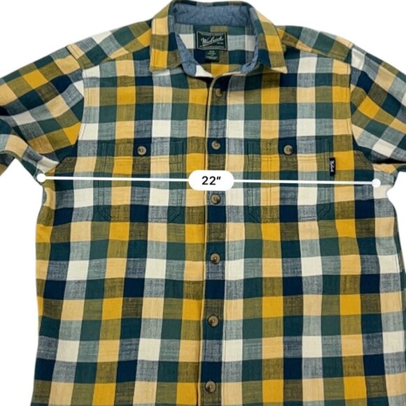 Woolrich Men's Yellow/Blue Long Sleeve Flannel Plaid Button Down Size L - Picture 8 of 11